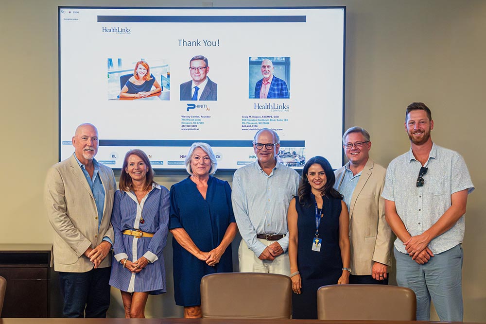 Presenters and attendees gathered for a group photo at the close of the HealthLinks Consulting AI adoption session.